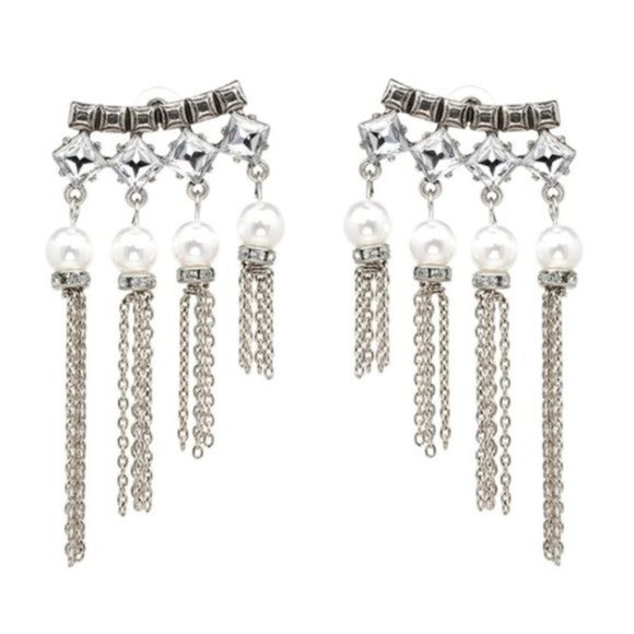 ZARA Shiny Stones Silver Color Earrings - Picture 1 of 5